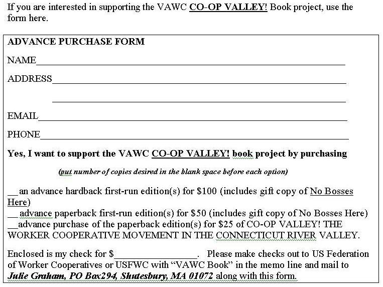 form for ordering Co-op Valley book