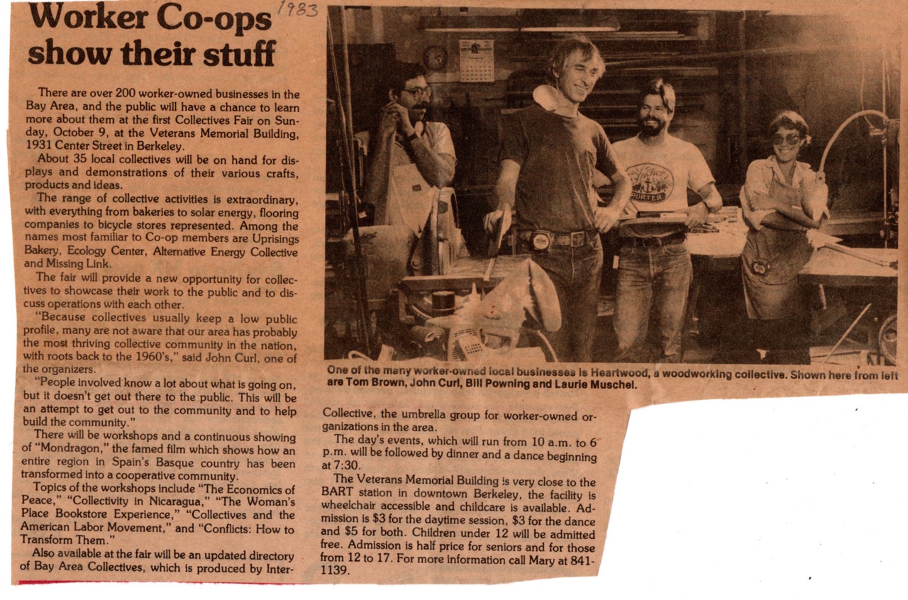 News clipping from 1983 about worker cooperatives.