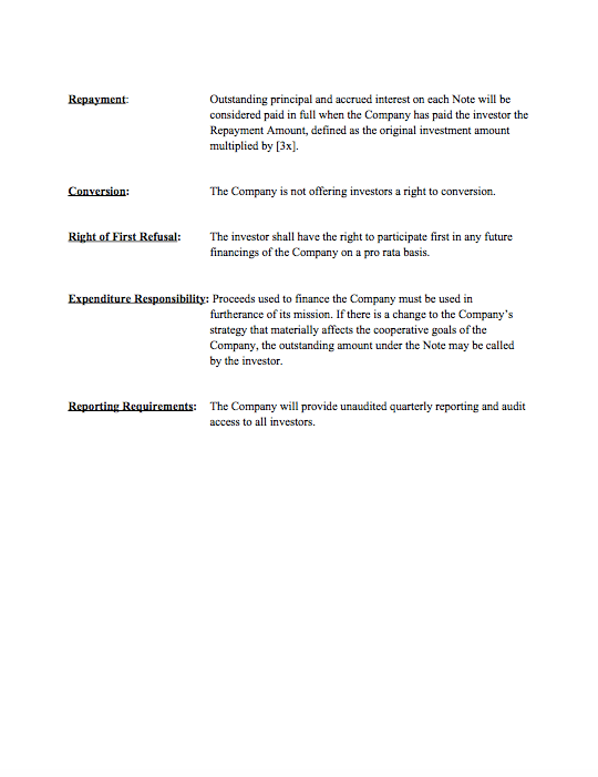 term sheet.