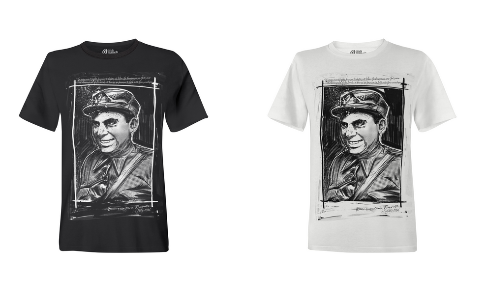 Black and white unisex t-shirts with Durruti portrait.