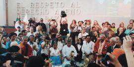 A crowd gathers for the Mexico City Forum on Rights of Mother Earth.