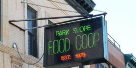 Neon sign for Park Slope Food Coop.