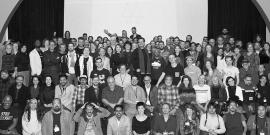 Group photo of attendees at the Who Owns the World? platform cooperatives conference.