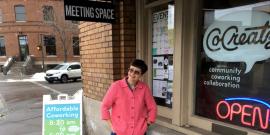Pat Thompson of CoCreatz outside their building. Photo by Paul Brooks.
