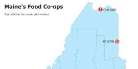 Map of Maine Food Co-ops.