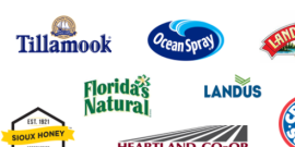 Ag co-op logos, including Ocean Spray, Tillamook, Welch's, and Purina.