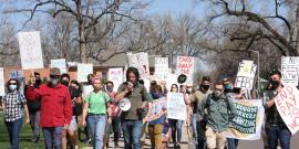 CSU's Graduate Workers Organizing Cooperative holds a rally in May. (GWOC / Twitter)