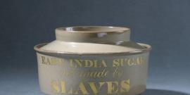 Ceramic sugar bowl bearing the words "East India Sugar not made by slaves".