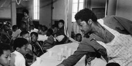 Black panthers serving school breakfast
