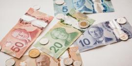 Canadian bills and coins.