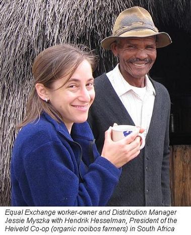 Jessie Myszka of Equal Exchange and Hendrik Hesselman of Heiveld Co-op in South Africa.