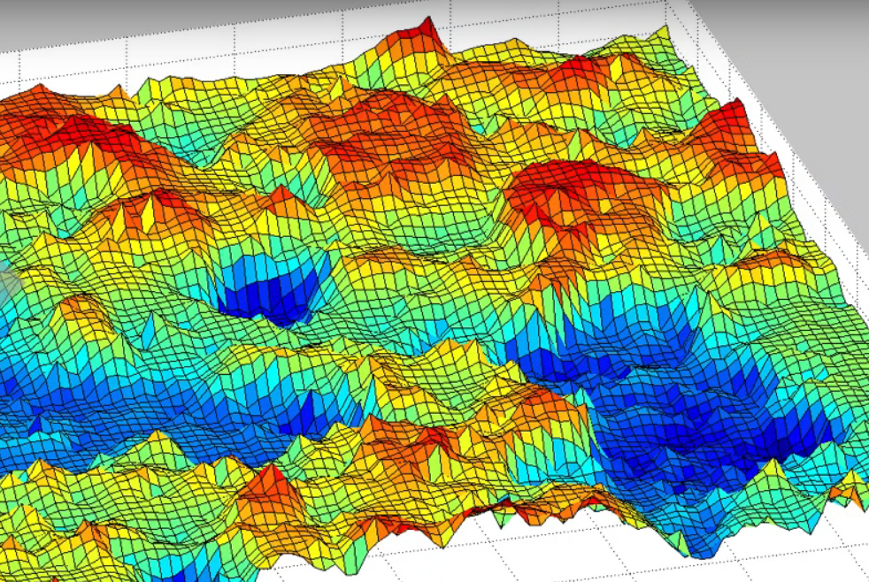 A computer generated topographical map.