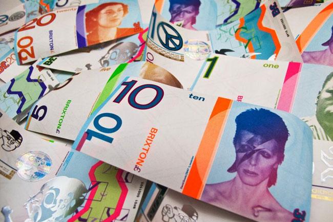 David Bowie graces the 10-pound note. Photo courtesy of Brixton pound.
