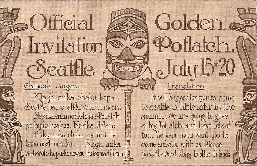 Image via <a href="https://commons.wikimedia.org/wiki/File:Potlatch_1912_Official_Invitation.jpg" target="_blank">Wikimedia Commons</a>.