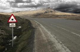 Minefield road sign by Christopher Prentiss Michel.