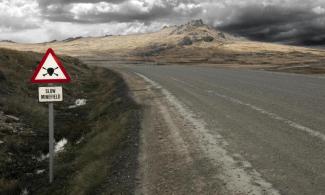 Minefield road sign by Christopher Prentiss Michel.