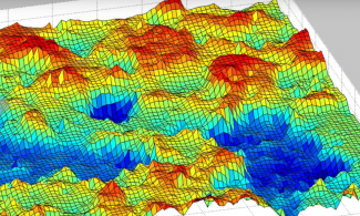 A computer generated topographical map.