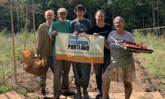 Portland Hour Exchange members at a local farm.