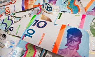 David Bowie graces the 10-pound note. Photo courtesy of Brixton pound.