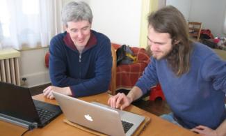 Paul Fitzpatrick of the Data Commons Cooperative working with Ben Blackshear of SolidarityNYC on making the back-end of their map easier to maintain. Allowing users to assign tags to listings creates a grassroots sense of connection. <em><strong>Nerdy but necessary!</em></strong>